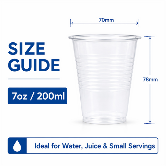 Eco-Friendly Clear Water Cups 7oz | 100% Recyclable