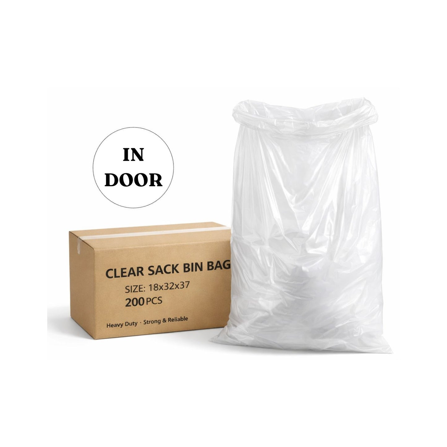 Ultra-Strong Heavy Duty Clear Sack Loose Pack- 18X32X37