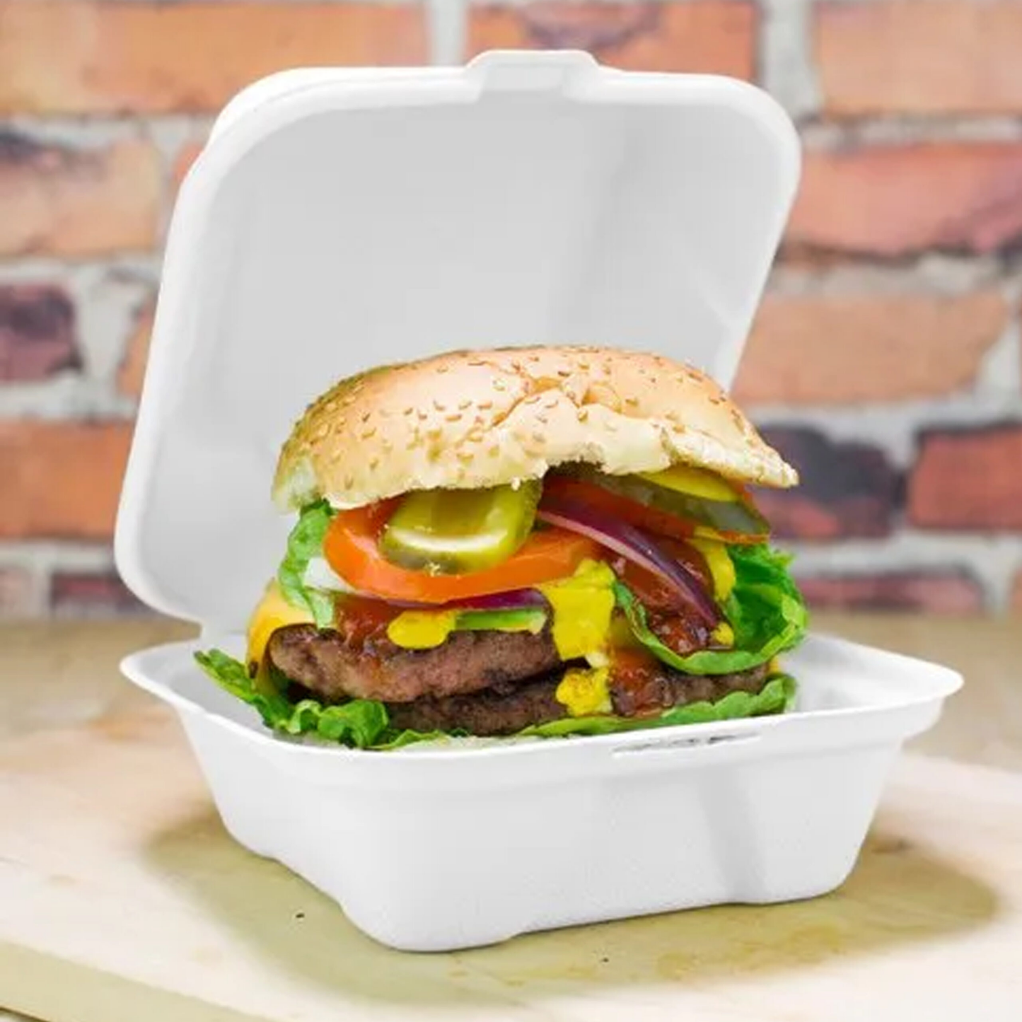 MP6 Foam Burger Box- Clamshell Takeaway Containers