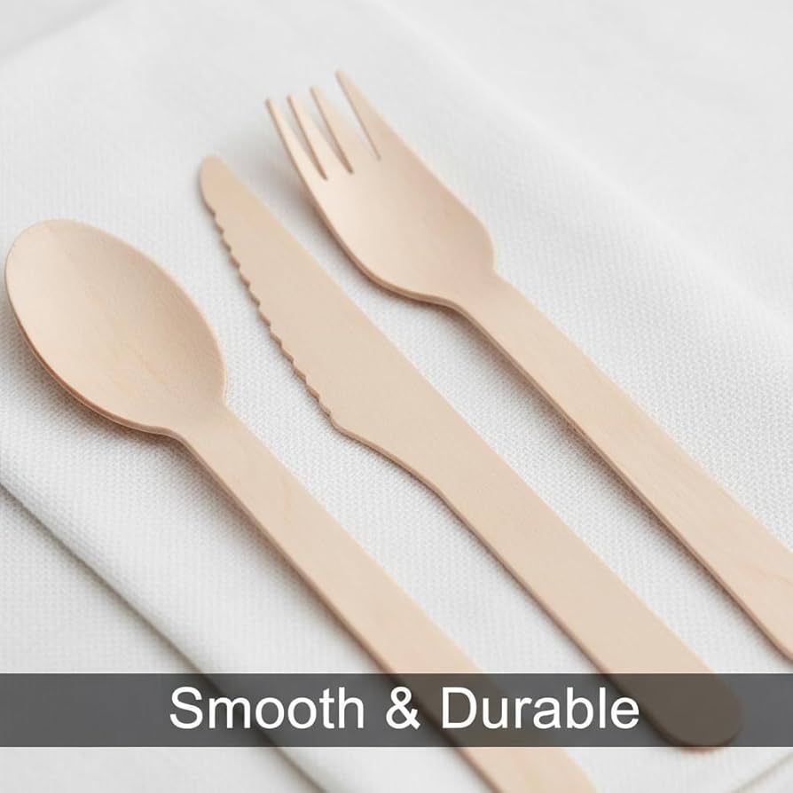 Premium Wooden Cutlery Set | Heavy-Duty Disposable Cutlery