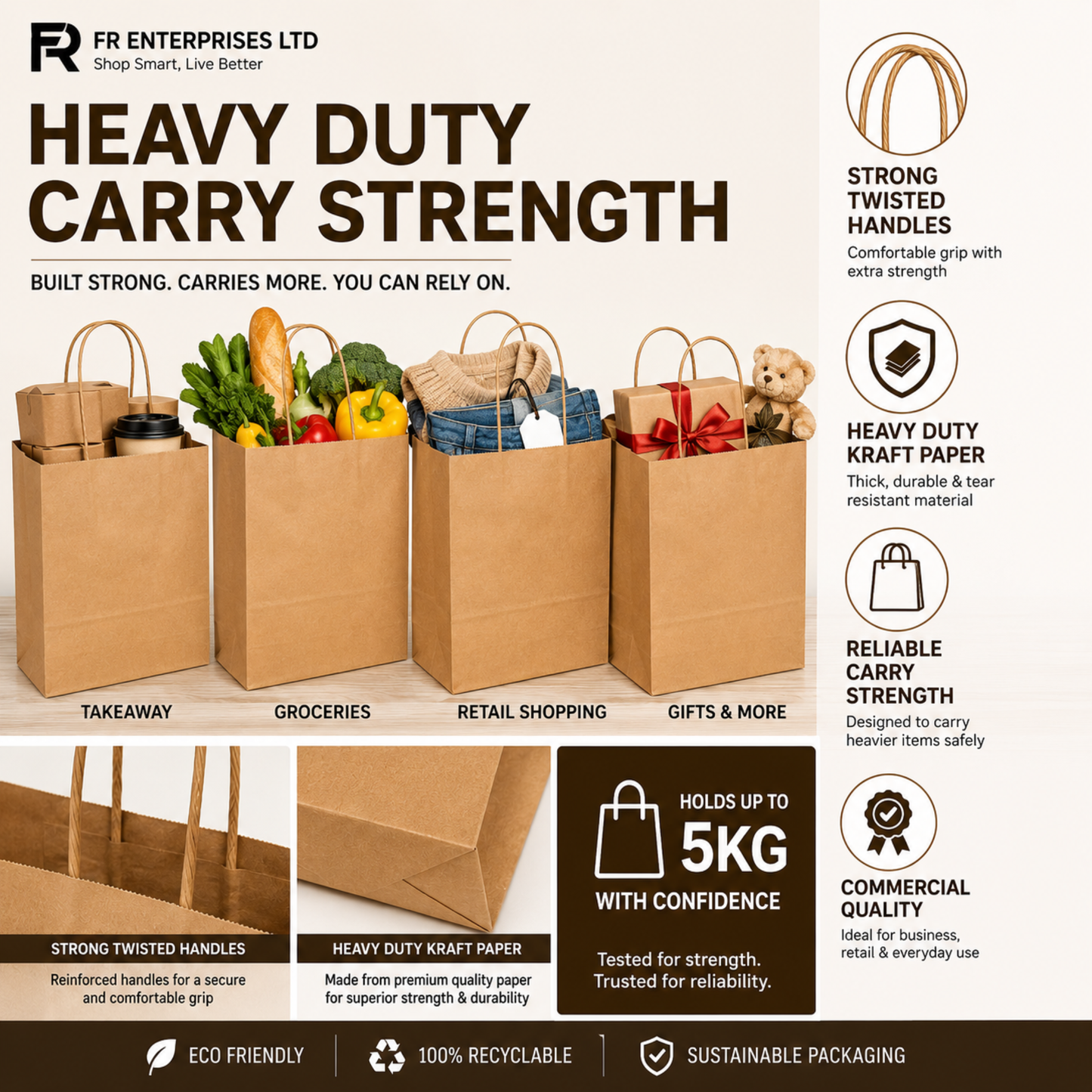 Eco-Friendly Brown Twisted Handle Paper Bags