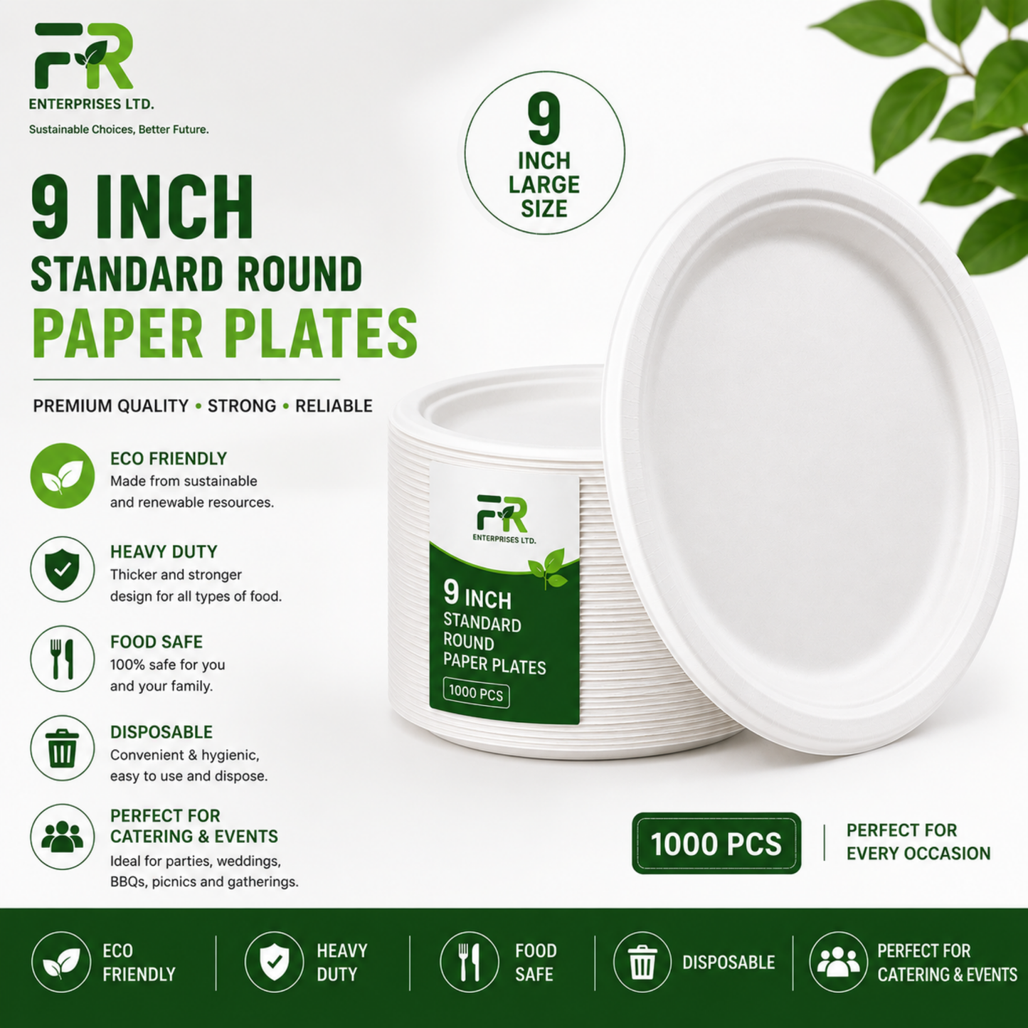 9" Paper Plates for Hot & Cold Food
