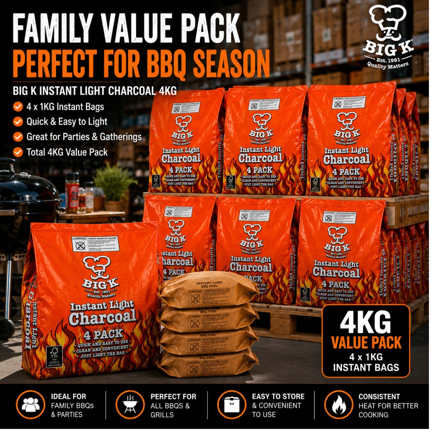 Instant Light Lumpwood Charcoal: FSC® Certified Single to 4KG