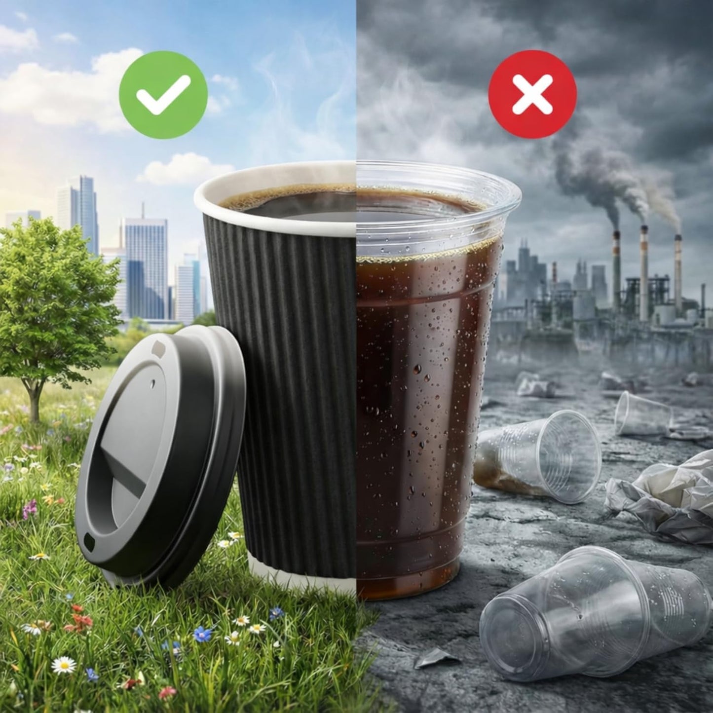 Insulated 4oz Black Ripple Cup | Triple-Wall Ripple Texture | Spill-Proof Lids
