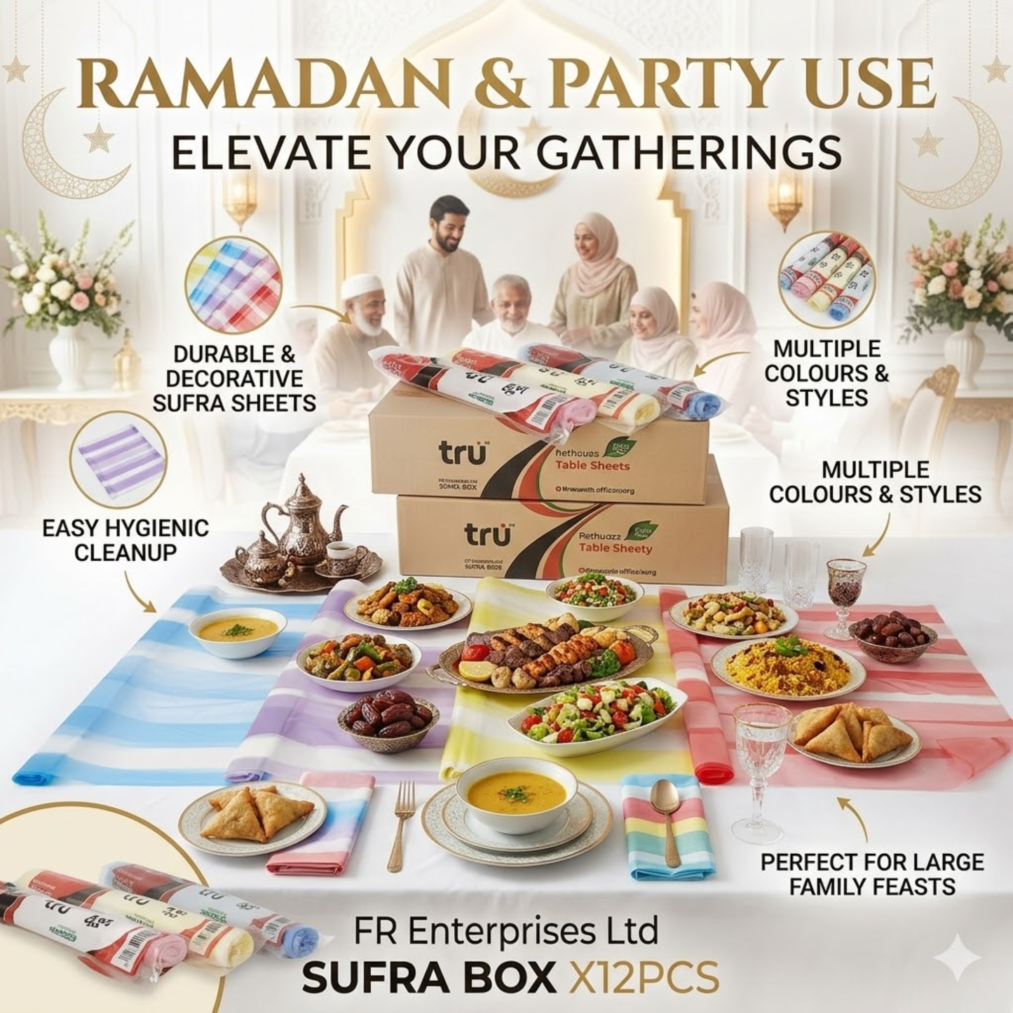 Disposable Table Sheet Roll Perforated Sofra Table Cover- Sufra Box