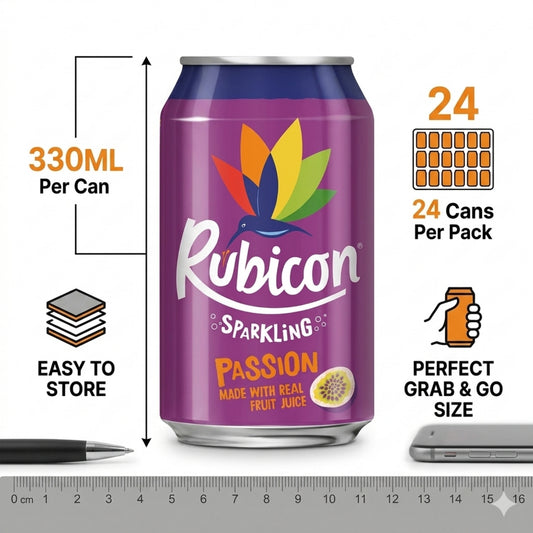 CAN Rubicon Passion Sparkling Fruit Juice- 24x330ML
