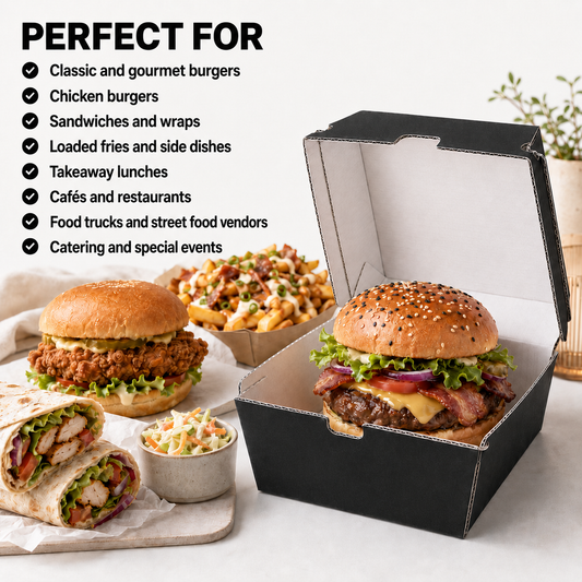 Black Corrugated Burger Box EP6 Takeaway Containers