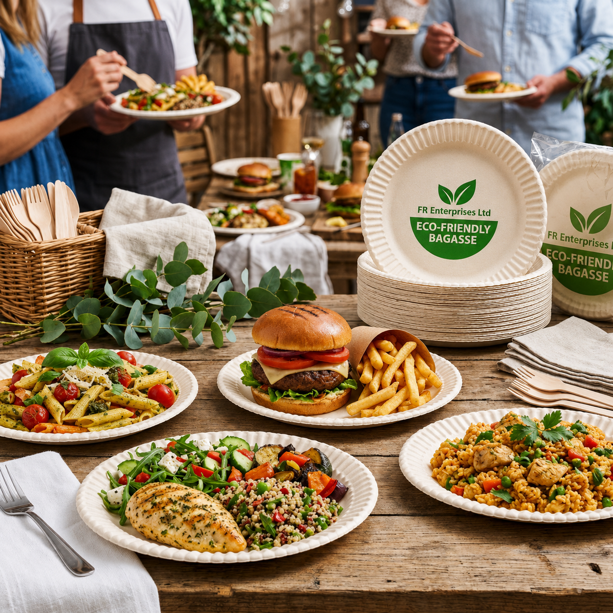 9" Disposable Sugarcane Plates – Eco-Friendly White Bagasse