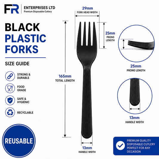 Reusable Black Plastic Fork | Disposable Cutlery