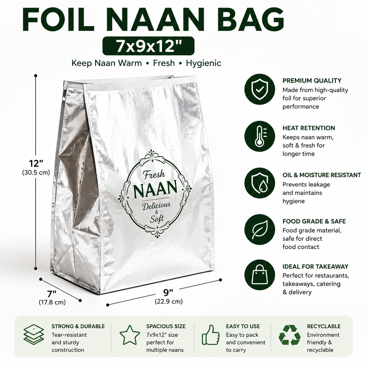 Foil Naan Bag 7x9x12"