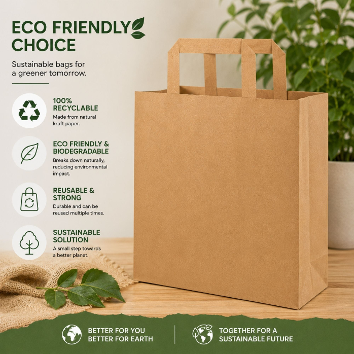 Eco-Friendly Brown SOS Paper Bag | Sustainable High-Strength Carry Bags