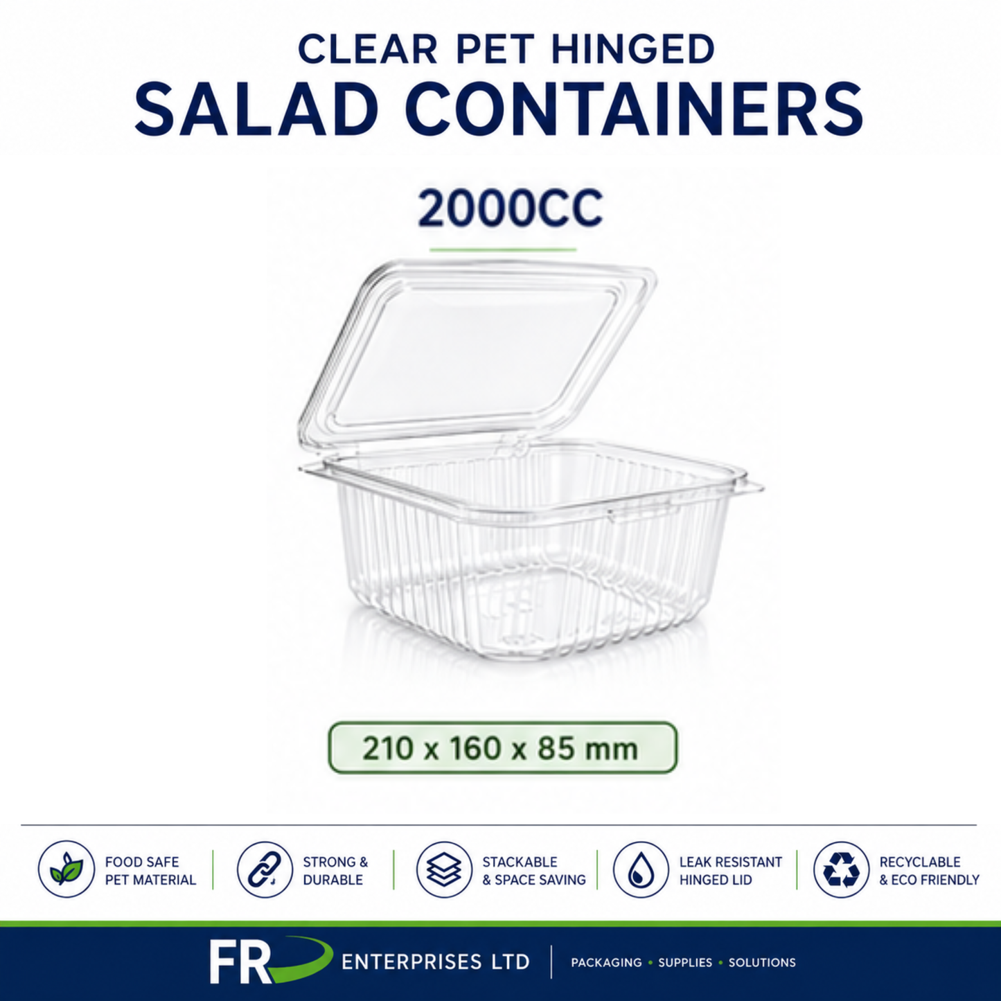 Clear Pet Hinged Plastic Salad Container