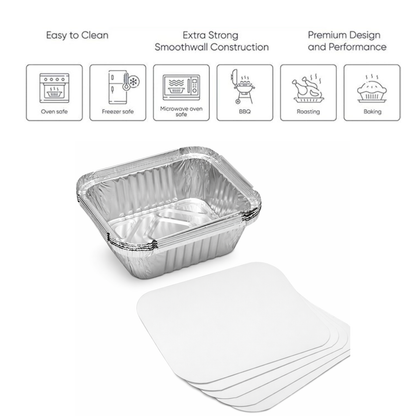 Heavy-Duty Aluminum Foil Containers with Lids No.2
