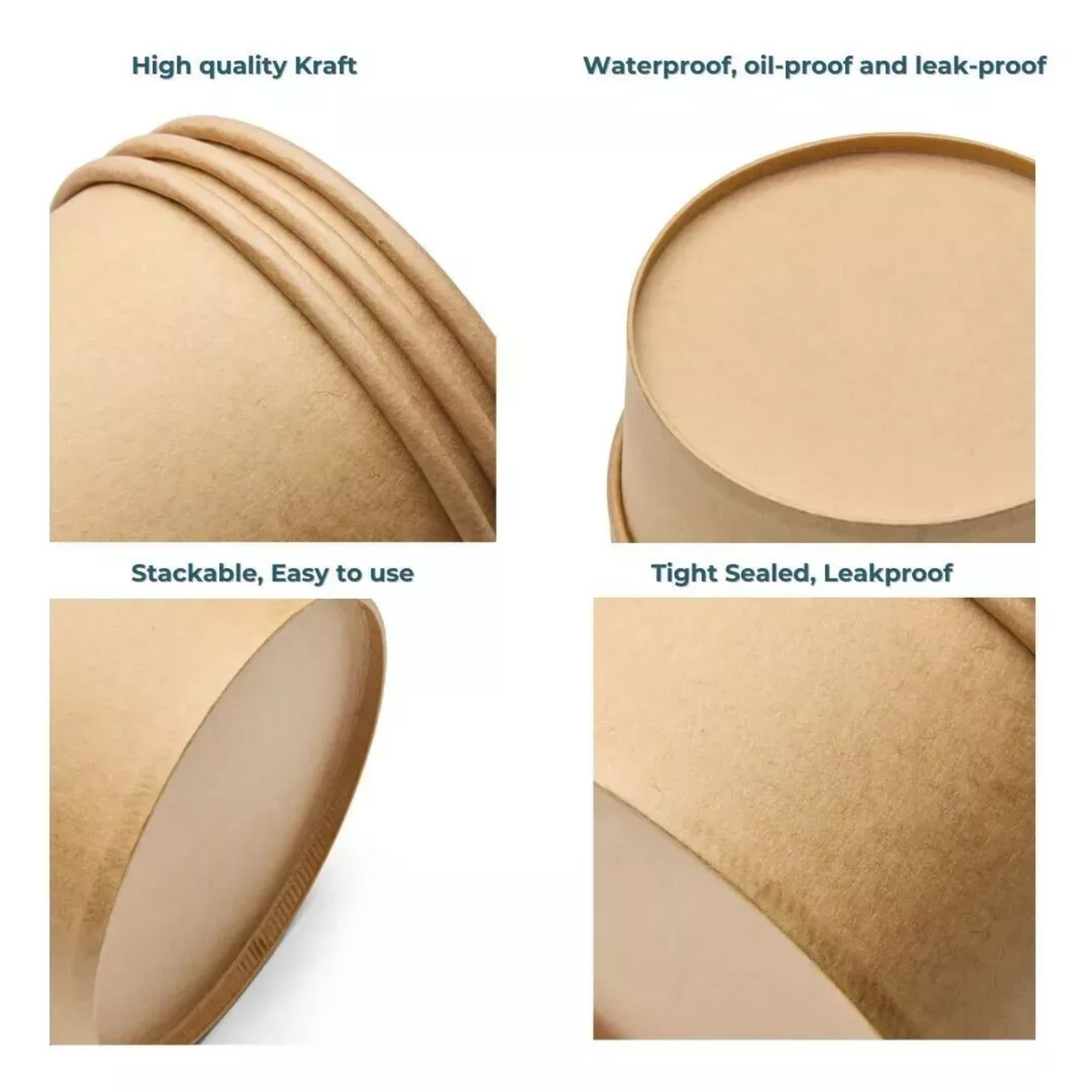 Eco-Friendly Round Kraft Bowl with Secure Lids