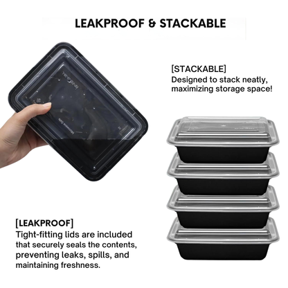 Heavy Duty Rectangular Black Base Container with Lids