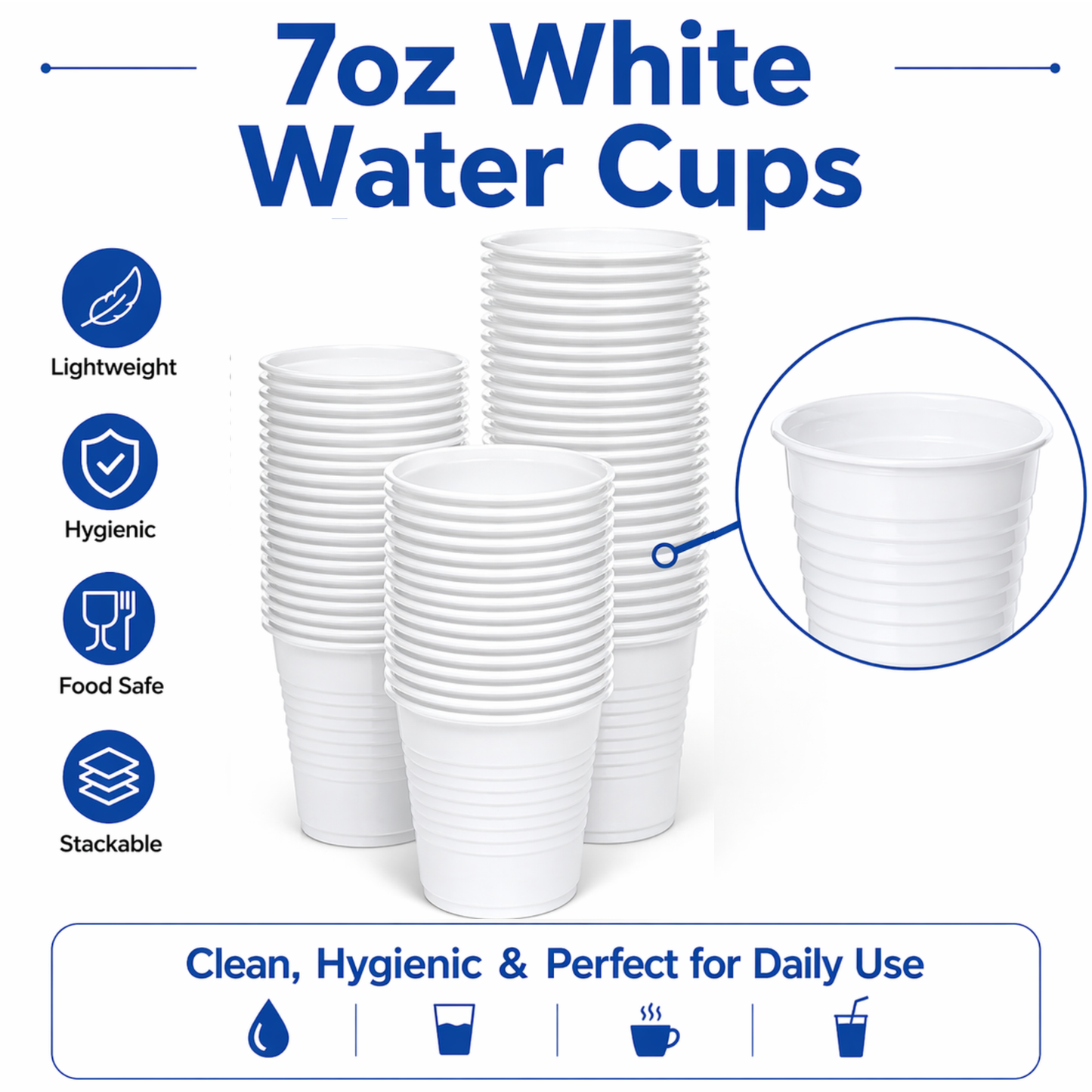 Eco-Friendly Paper Water Cups 7oz | 100% Recyclable