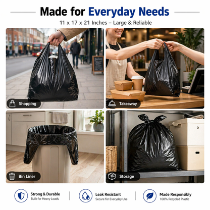 Large Heavy Duty Poly Carrier Bags- 11x17x21"