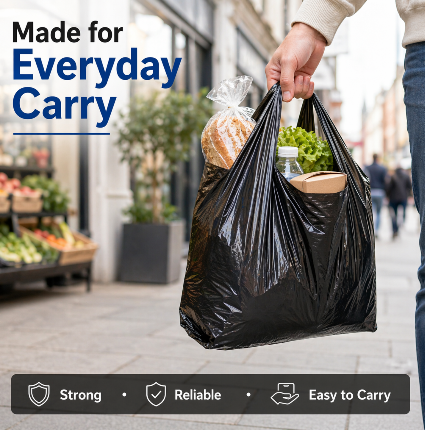 Large Heavy Duty Poly Carrier Bags- 11x17x21"