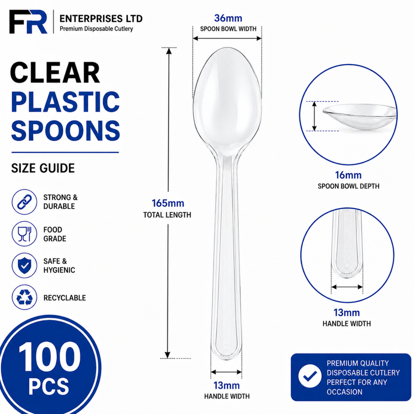 Premium Clear Plastic Spoons | Heavy-Duty Disposable Cutlery