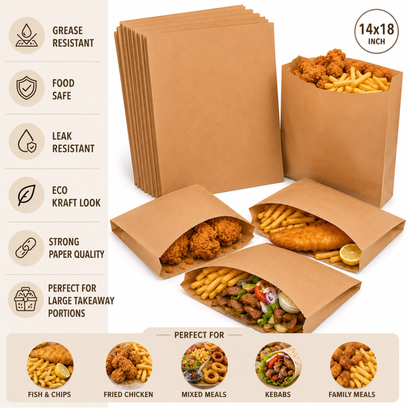 Mess Brown Greaseproof Paper Chip Bags