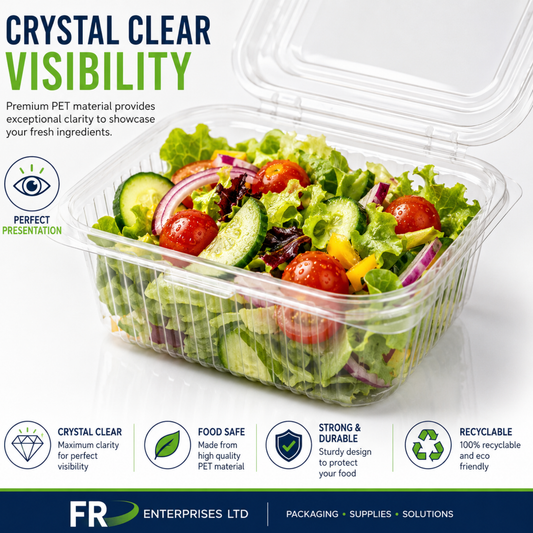 Clear Pet Hinged Plastic Salad Container