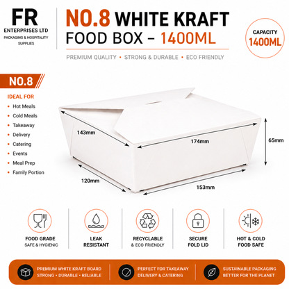 The Ultimate Eco-Friendly White Takeaway Box| Sturdy & Leak-Proof