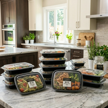 Heavy Duty Rectangular Black Base Container with Lids
