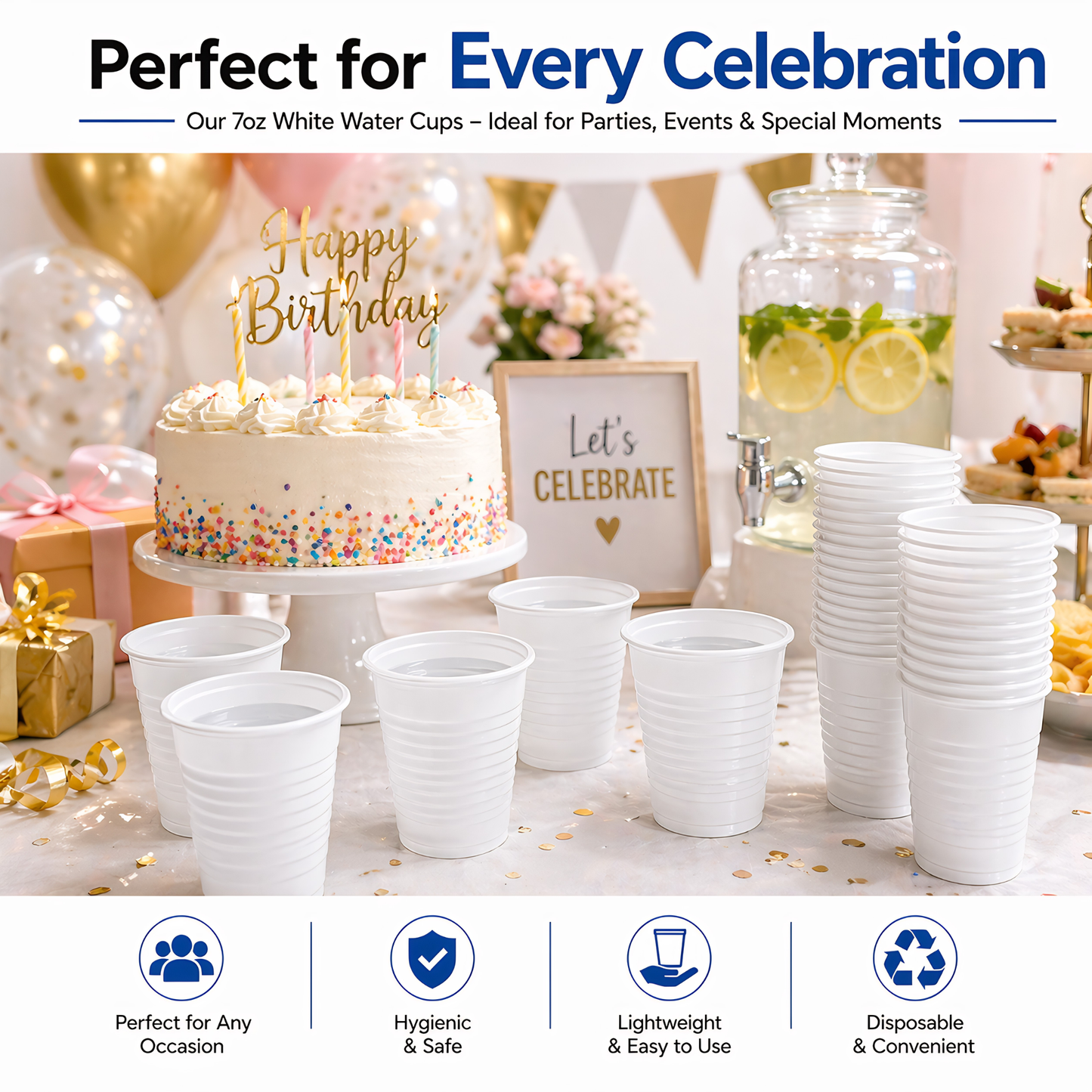 Eco-Friendly Paper Water Cups 7oz | 100% Recyclable
