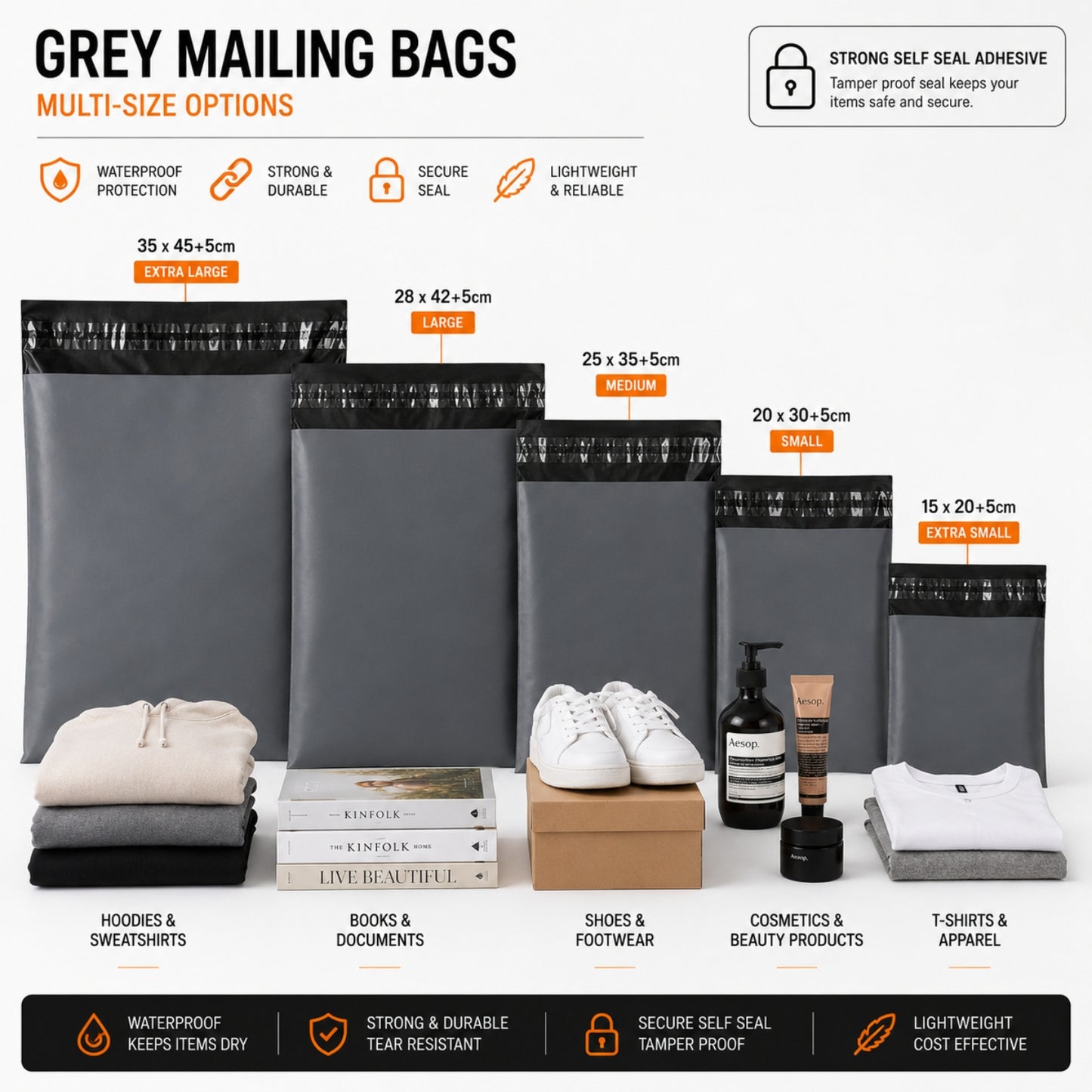 Grey Mailing Bags
