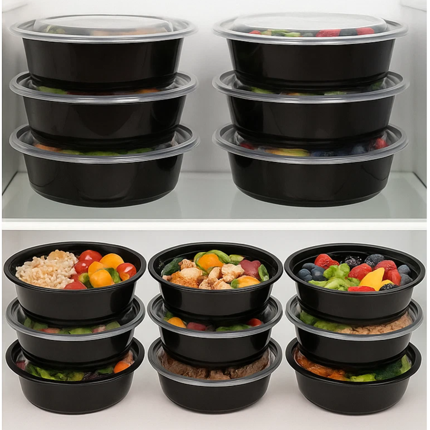 Heavy Duty Round Black Base Container with Lids