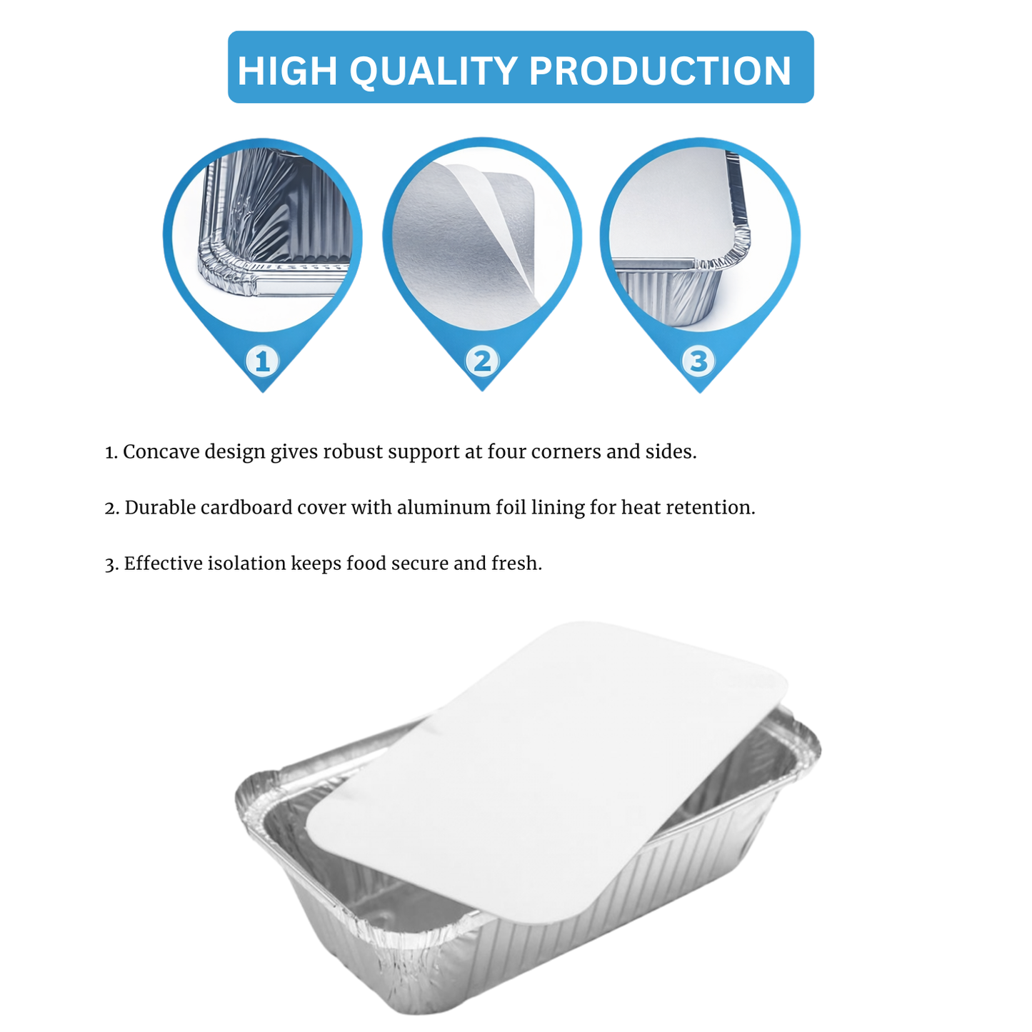 Heavy-Duty Aluminum Foil Containers with Lids No.6A