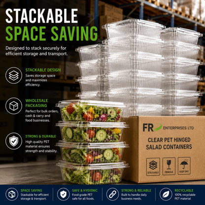 Clear Pet Hinged Plastic Salad Container