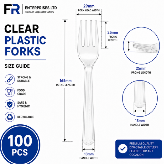 Premium Clear Plastic Forks | Heavy-Duty Disposable Cutlery