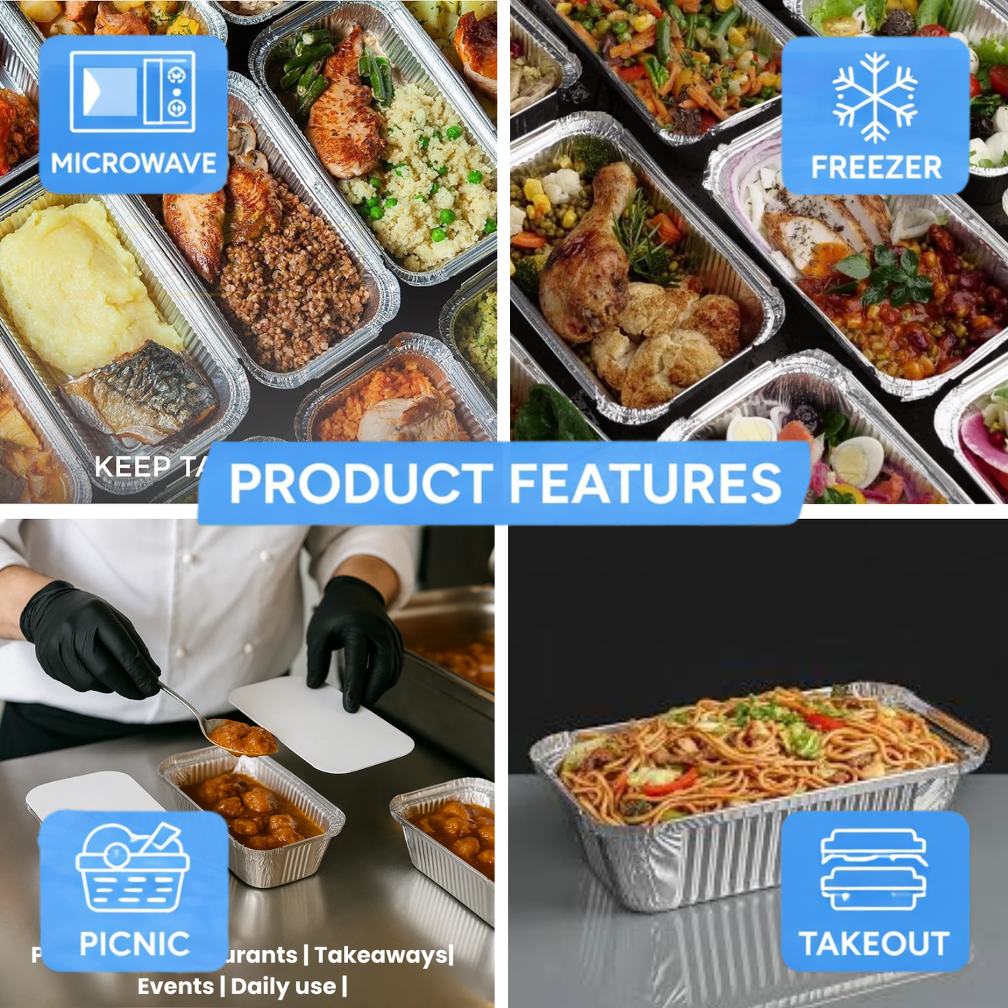 Heavy-Duty Aluminum Foil Containers with Lids No.6A