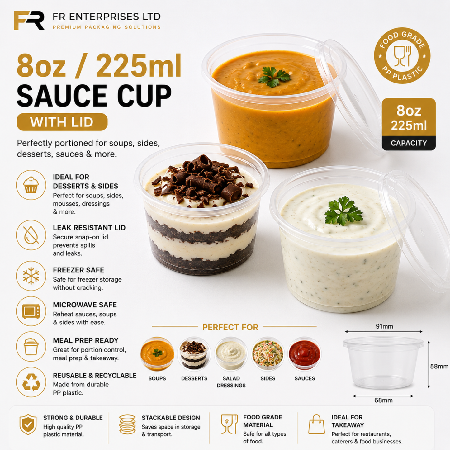 FR Heavy Duty Sauce Cups with Lids
