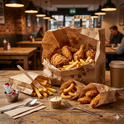 Mess Brown Greaseproof Paper Chip Bags