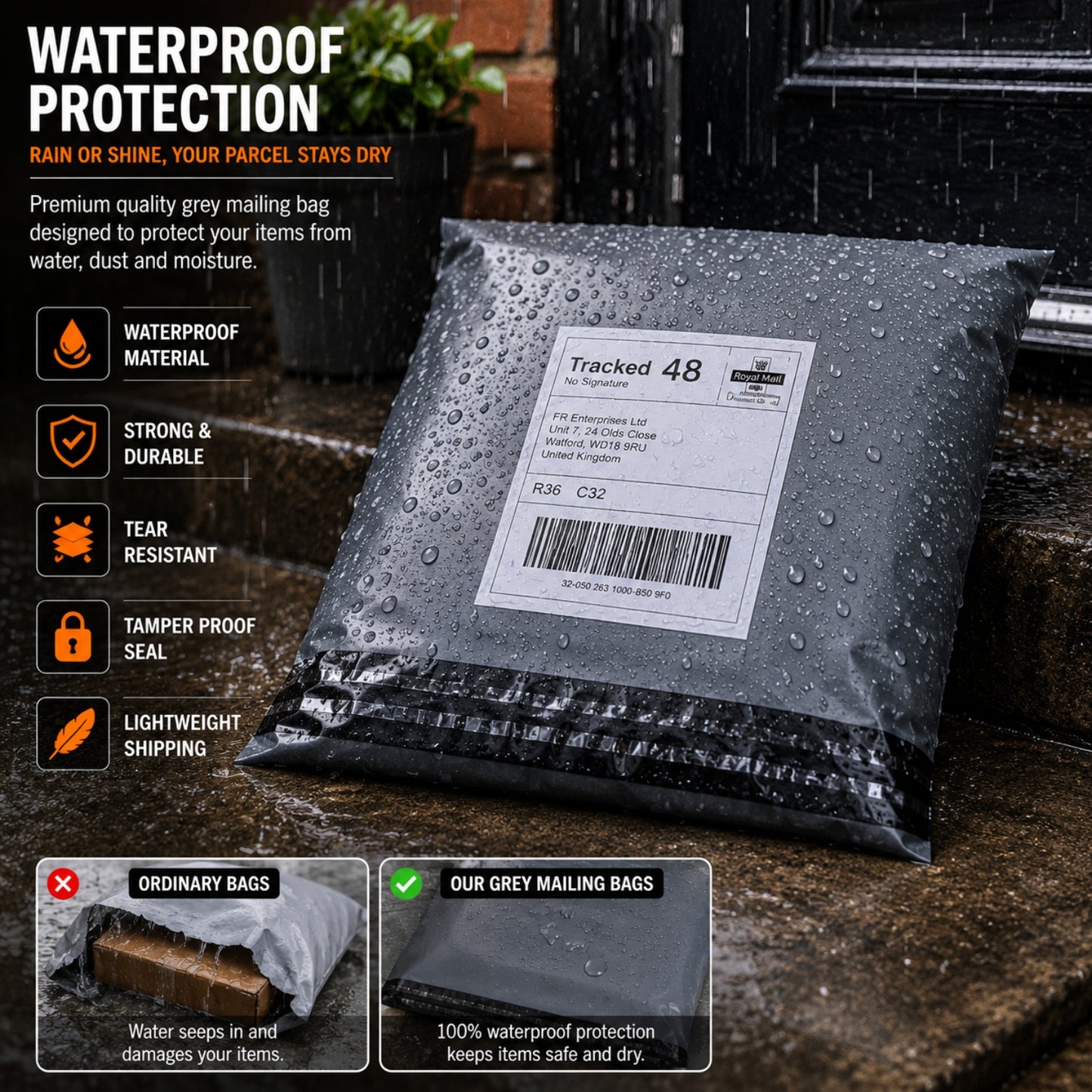 Grey Mailing Bags