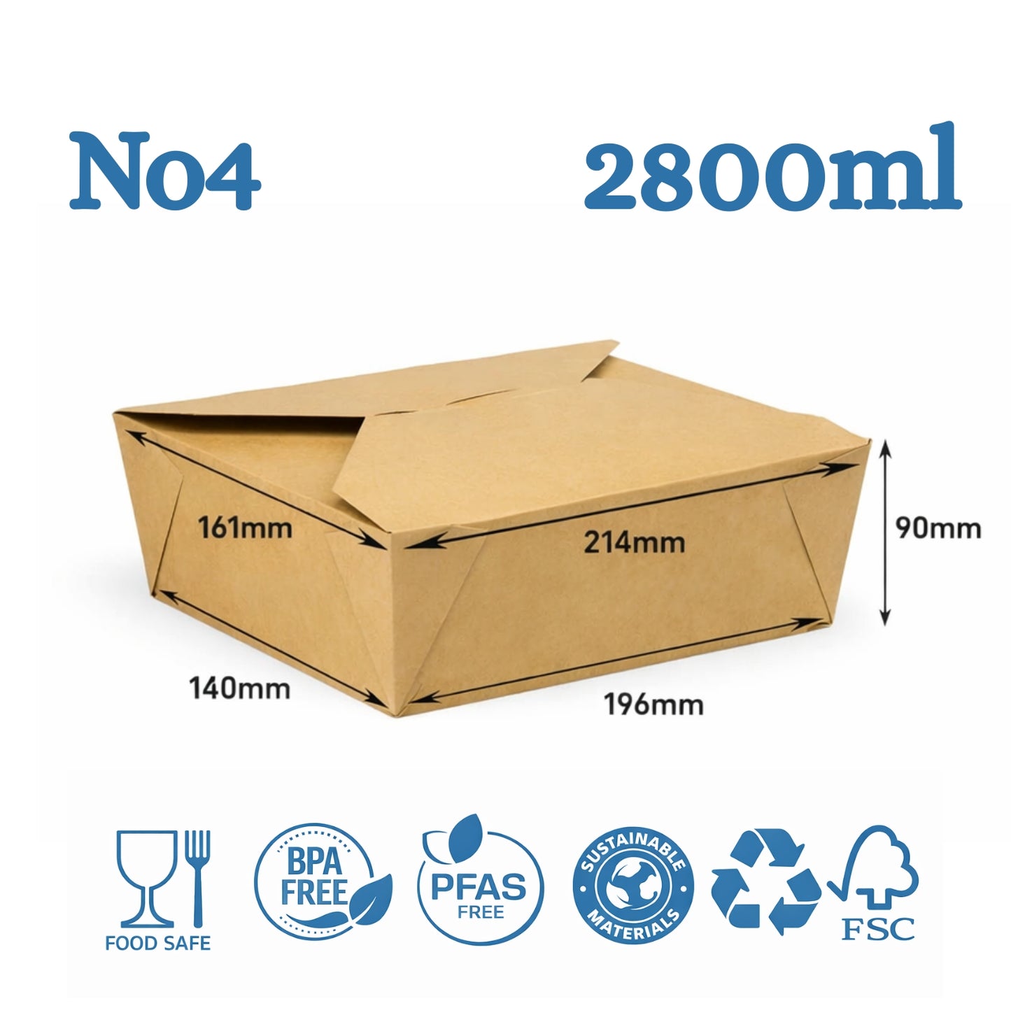 The Ultimate Eco-Friendly Brown Takeaway Box No. 4 | Sturdy & Leak-Proof