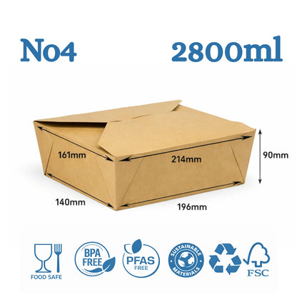 The Ultimate Eco-Friendly Brown Takeaway Box No. 4 | Sturdy & Leak-Proof