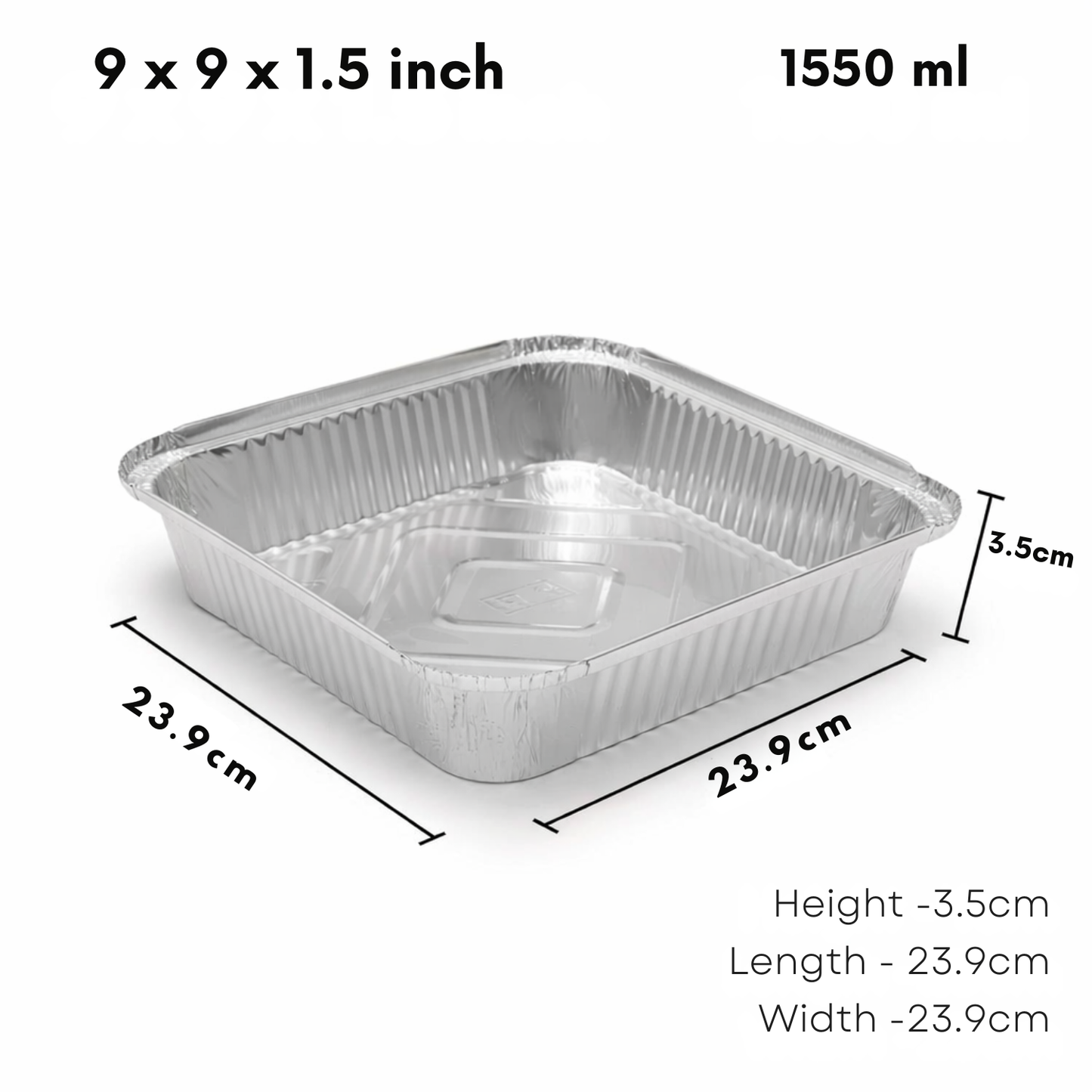 Heavy-Duty Aluminum Foil Containers with Lids- 9x9x1.5