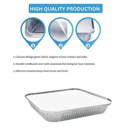 Heavy-Duty Aluminum Foil Containers with Lids- 9x9x1.5