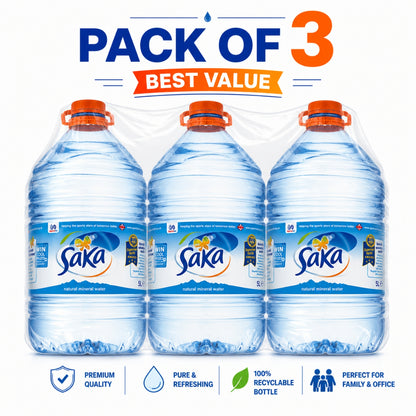 Saka Natural Mineral Water 5 Liter (Pack of 3)