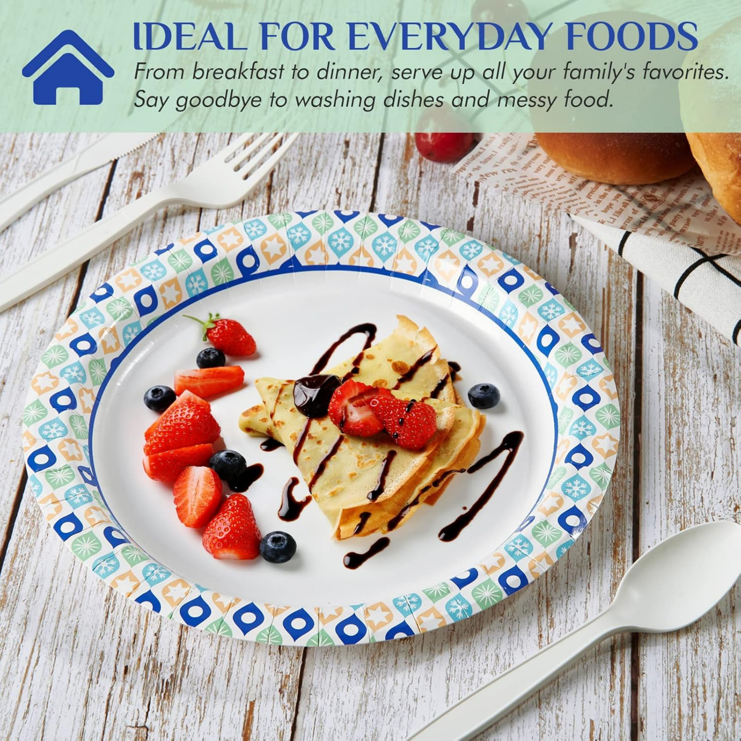 Printed Paper Plates for Hot & Cold Food- 9"