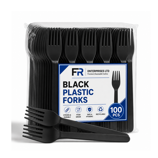 Premium Black Plastic Fork | Heavy-Duty Disposable Cutlery