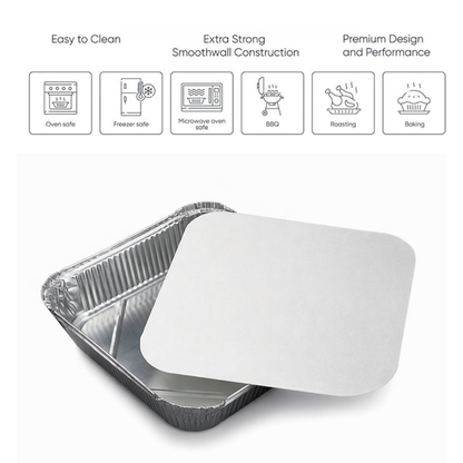 Heavy-Duty Aluminum Foil Containers with Lids- 9x9x1.5