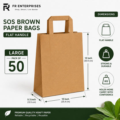 Eco-Friendly Brown SOS Paper Bag Large | Sustainable High-Strength Carry Bags
