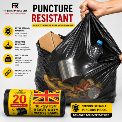 Ultra-Strong Heavy Duty Yellow Label Duty Bags- 20x20