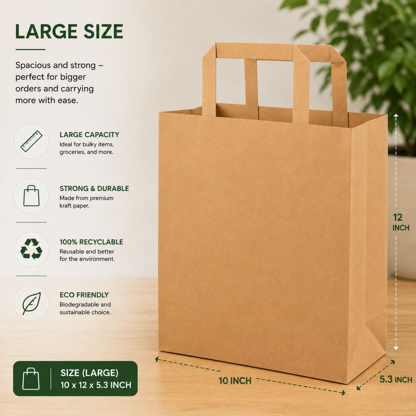 Eco-Friendly Brown SOS Paper Bag Large | Sustainable High-Strength Carry Bags