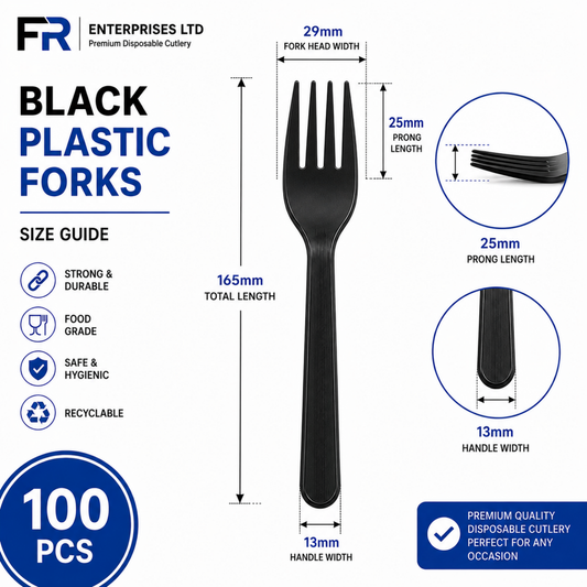 Premium Black Plastic Fork | Heavy-Duty Disposable Cutlery