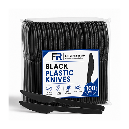 Premium Black Plastic Knife | Heavy-Duty Disposable Cutlery